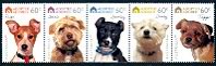 Dogs - "Adopted & Adored" Issue Mint Strip of 5 Stamps Australia, 2010